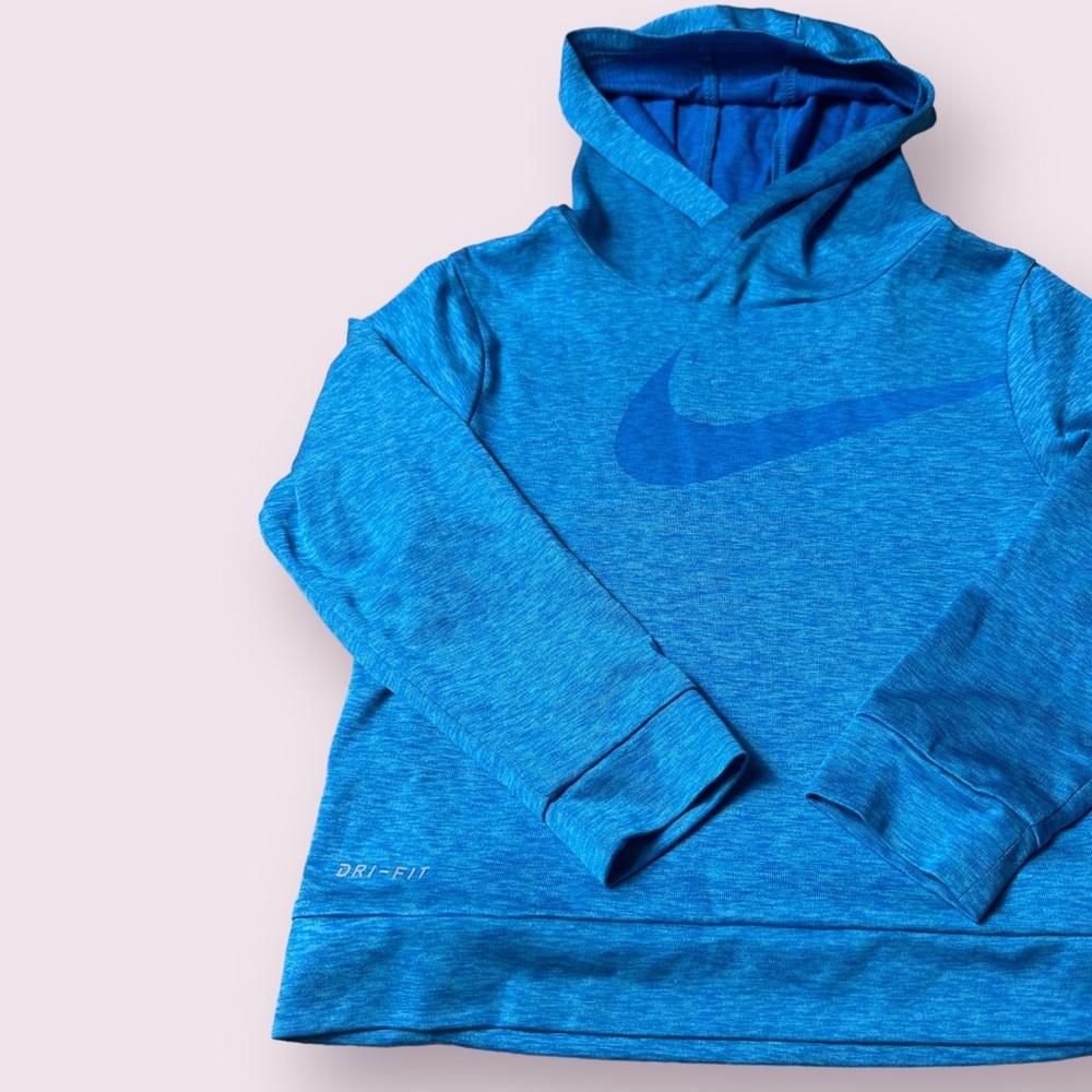 Toddler Girl Nike Dri Fit Blue Long Sleeve Hoodie Shirt Size 1-2 Years 2T - Picture 3 of 7